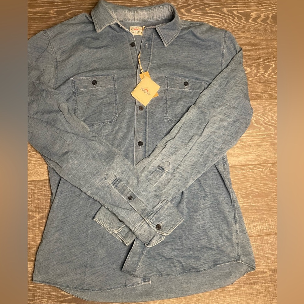 Faherty Indigo cotton button down